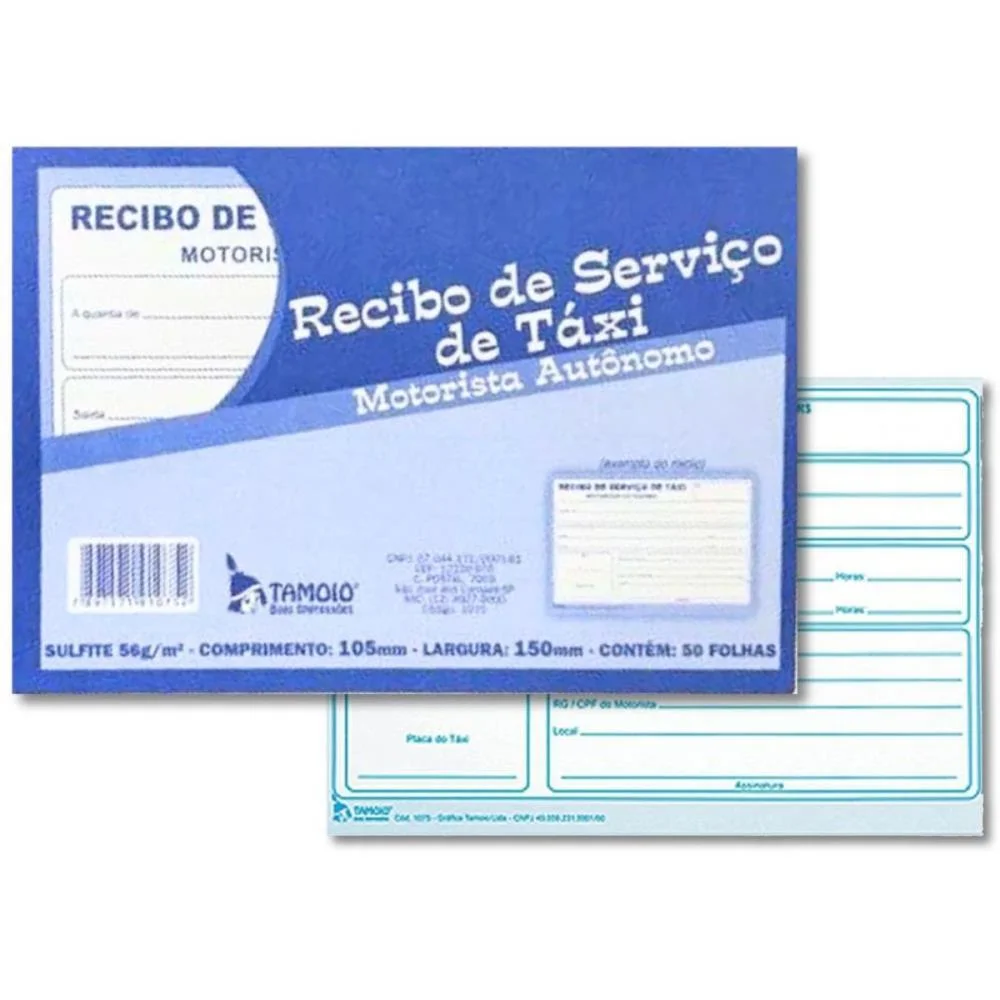 IMPRESSO RECIBO TAXI 50FLS 105X150MM TAMOIO (PCT.C/20) - imagem 2