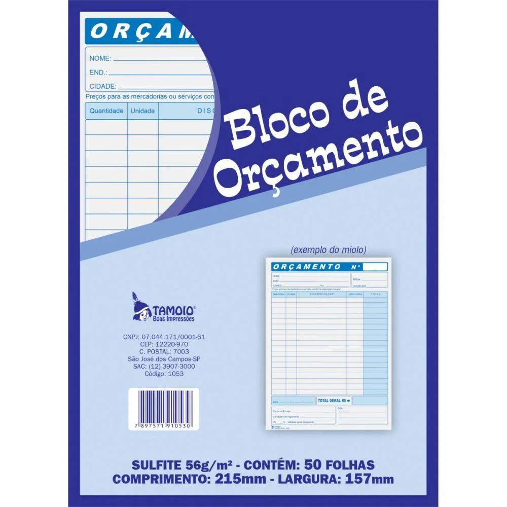 IMPRESSO ADMINISTRATIVO ORCAMENTO 50FLS 157X215MM TAMOIO (PCT.C/20) - imagem 4
