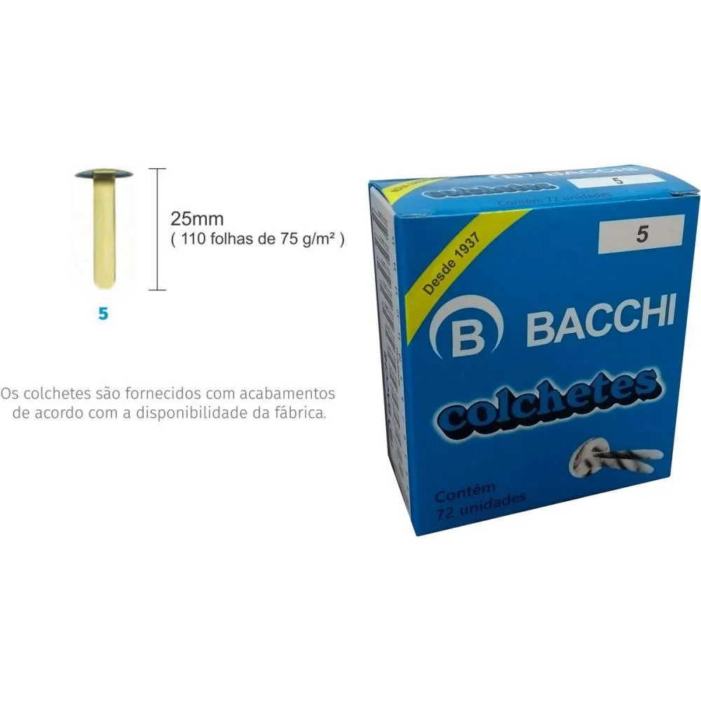 COLCHETE LATONADOS N.05 CX.C/ 72UNID. BACCHI (PCT.C/10) - imagem 3