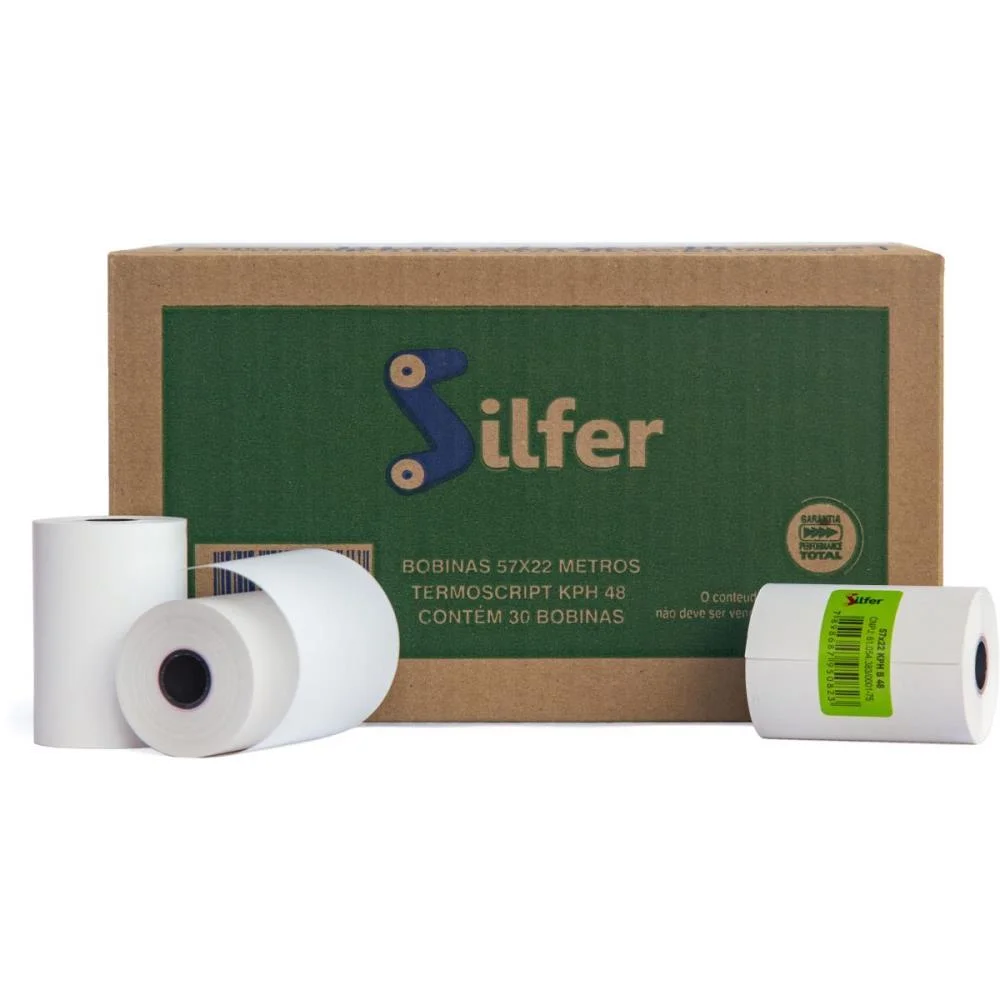 BOBINA TERMICA 57MMX22M. BRANCA 48G. SILFER (CX.C/30) - imagem 2