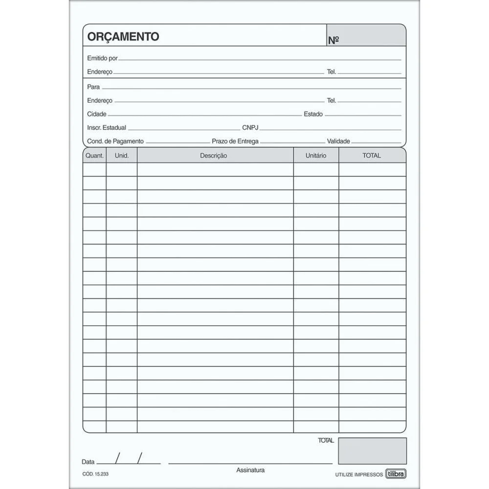 IMPRESSO ADMINISTRATIVO ORCAMENTO 2 VIAS 50 FOLHAS TILIBRA (PCT.C/10) - imagem 3