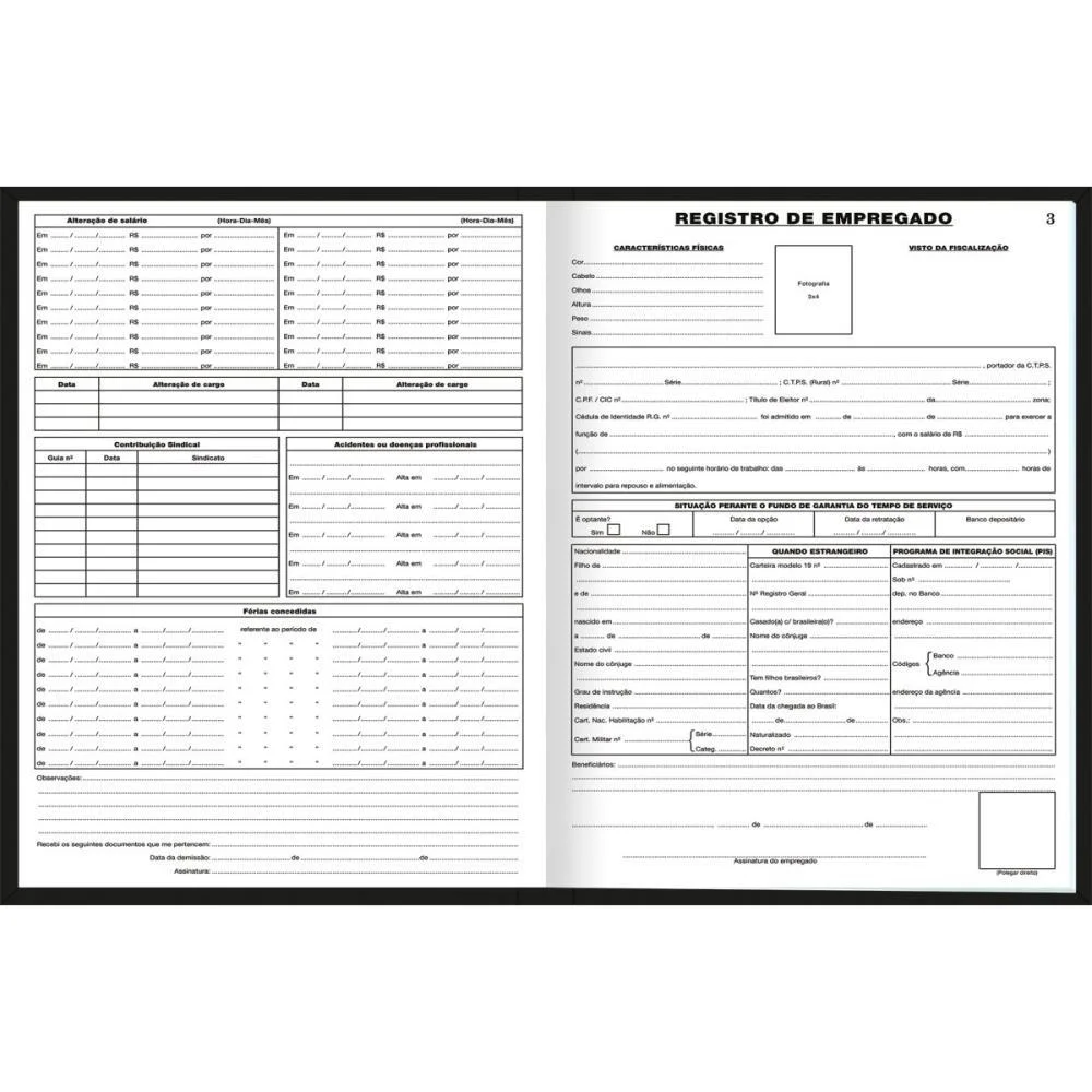 LIVRO REGISTRO EMPREGADO 50FLS.218X319 TILIBRA (PCT.C/10) - imagem 3