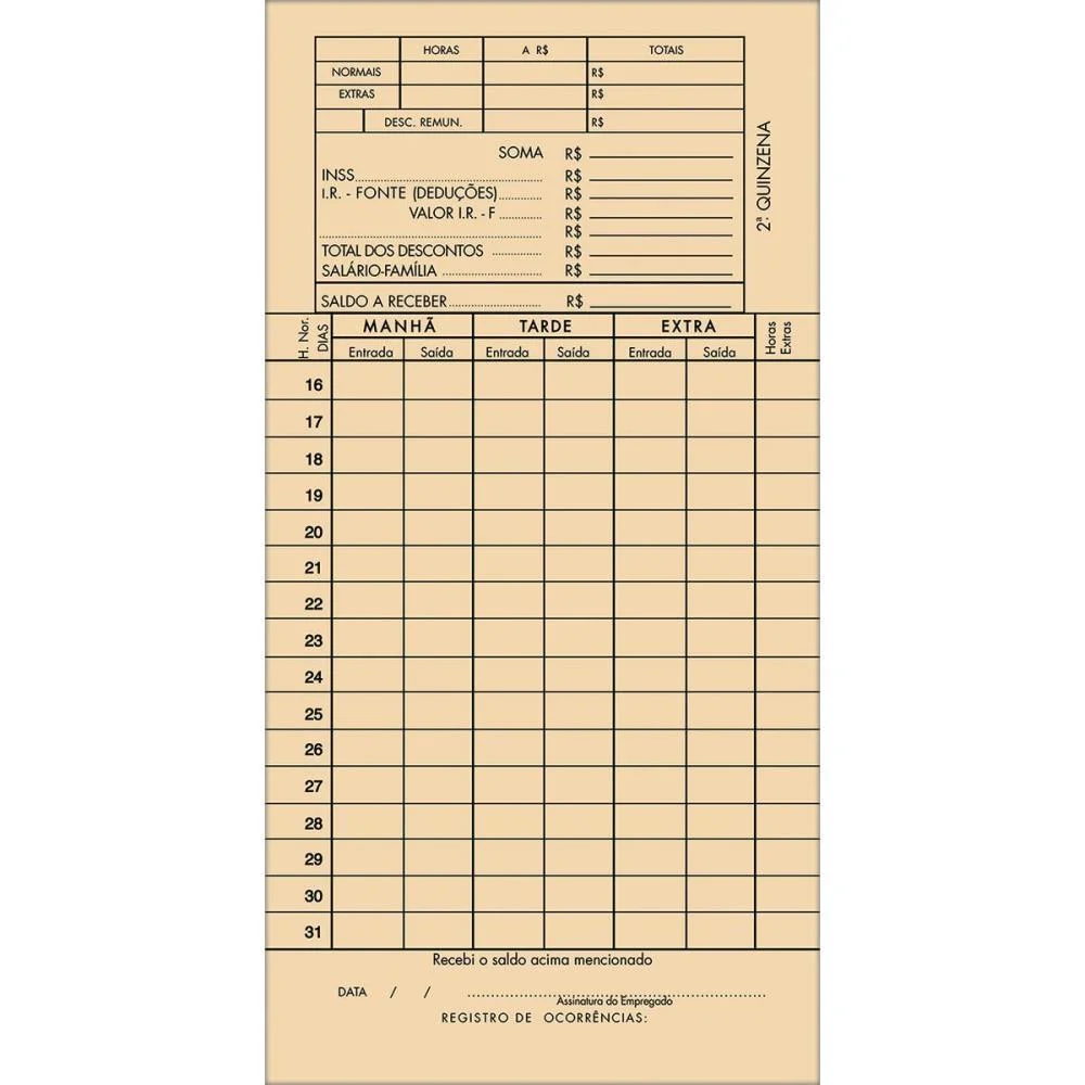 IMPRESSO CARTAO DE PONTO MENSAL TA PALHA 85X179MM TILIBRA (PCT.C/100) - imagem 3