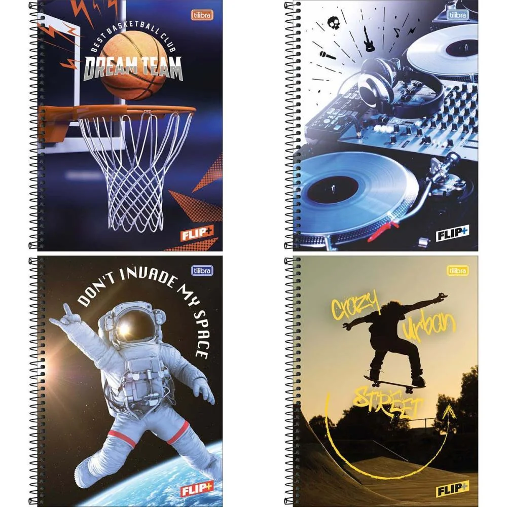 CADERNO 10X1 CAPA DURA FLIP+ 200 FOLHAS MASCULINO TILIBRA (PCT.C/04) - imagem 2