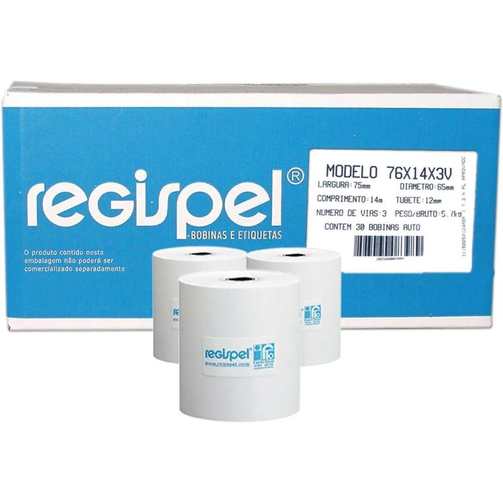 BOBINA PDV 76MMX65MM 14M. 3 VIAS REGISPEL (CX.C/30) - imagem 3