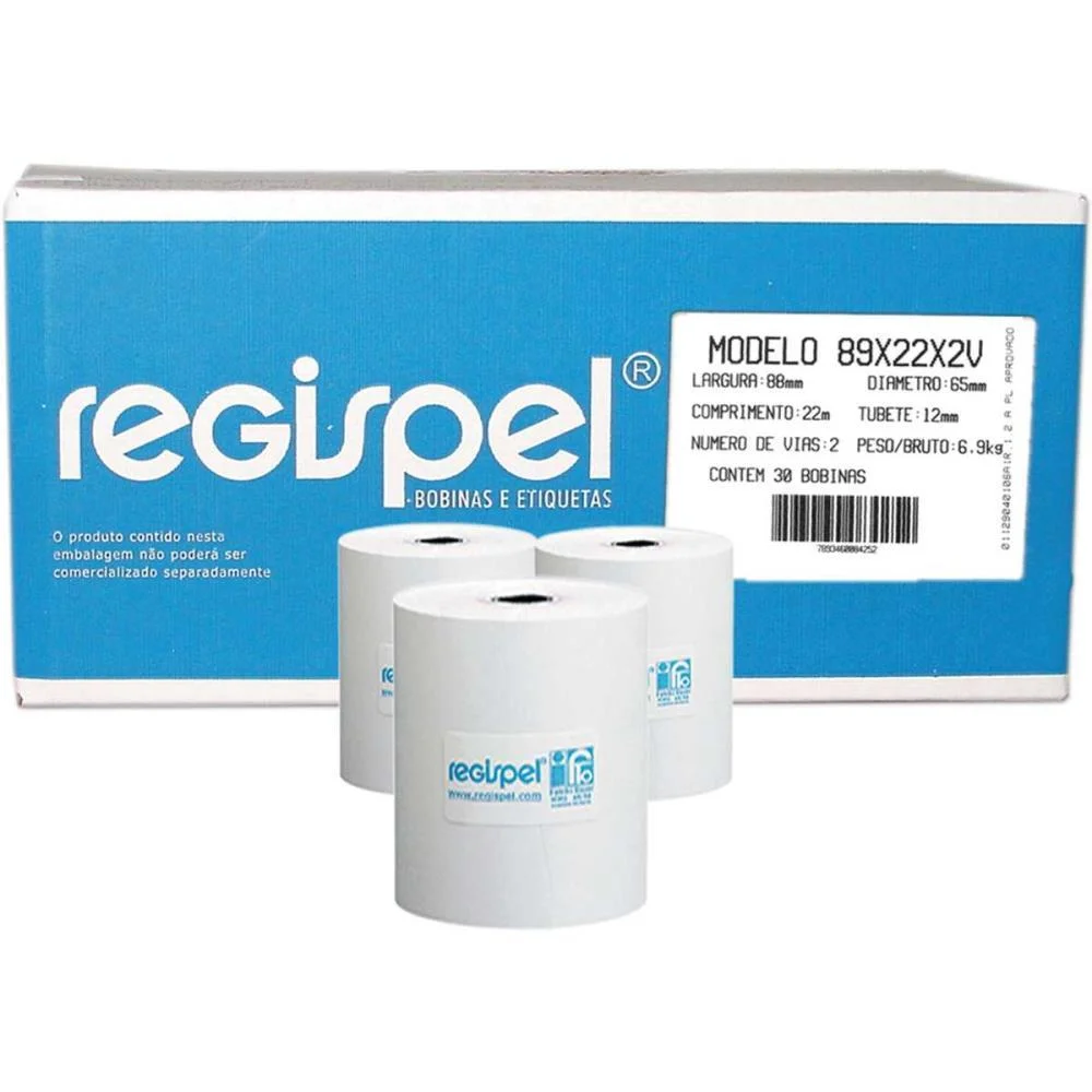 BOBINA PDV 89MMX65MM 22M. 2 VIAS REGISPEL (CX.C/30) - imagem 2