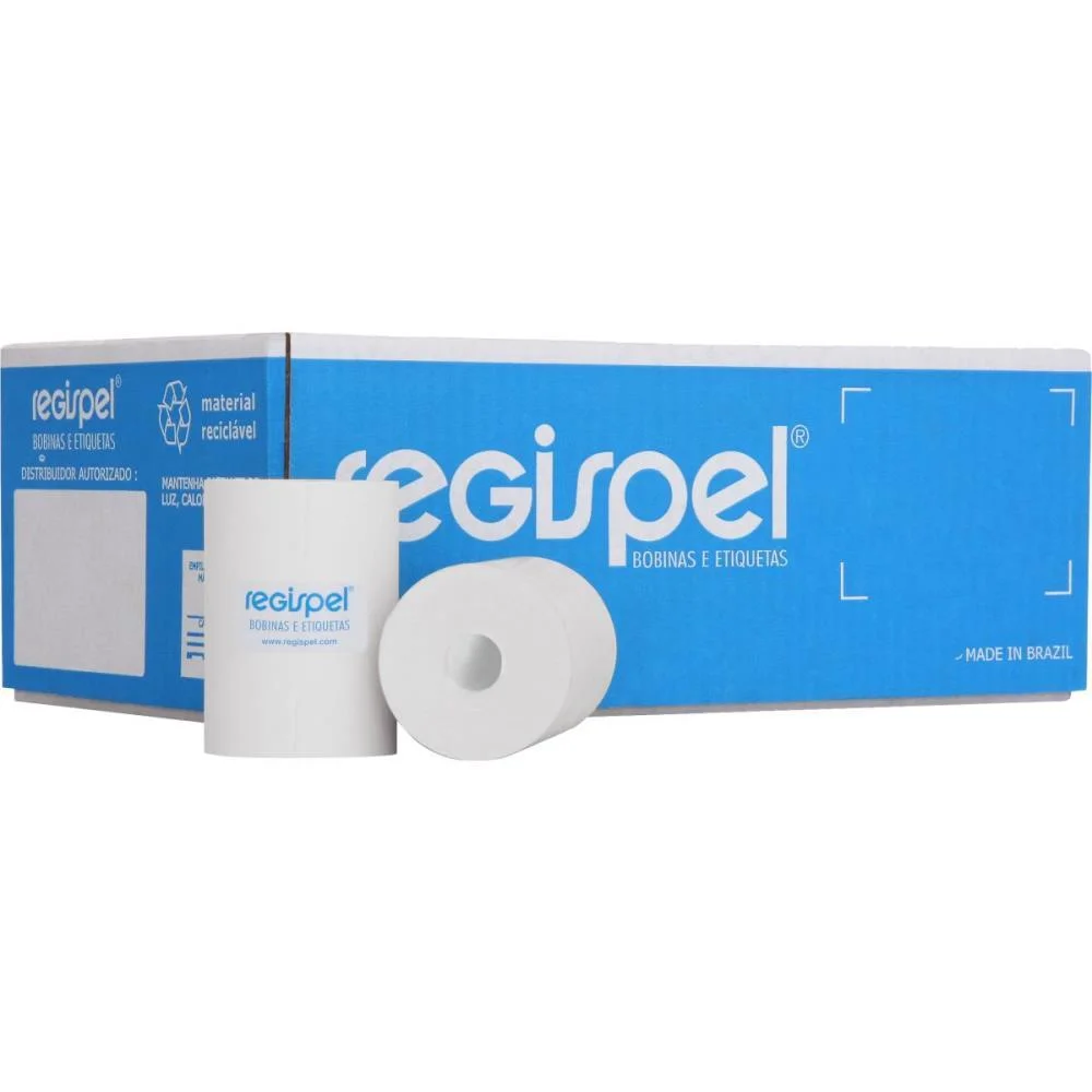 BOBINA TERMICA 76MMX40M. BRANCA 44G S/TUBETE REGISPEL (CX.C/30) - imagem 2