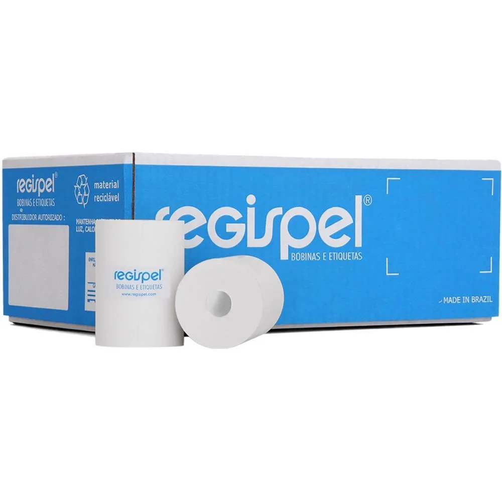 BOBINA TERMICA 80MMX30M. BRANCA 44G S/TUBETE REGISPEL (CX.C/10) - imagem 2