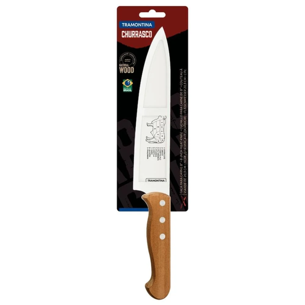 FACA CHURRASCO INOX 8 CABO MADEIRA TRAMONTINA (UNIDADE) - imagem 5