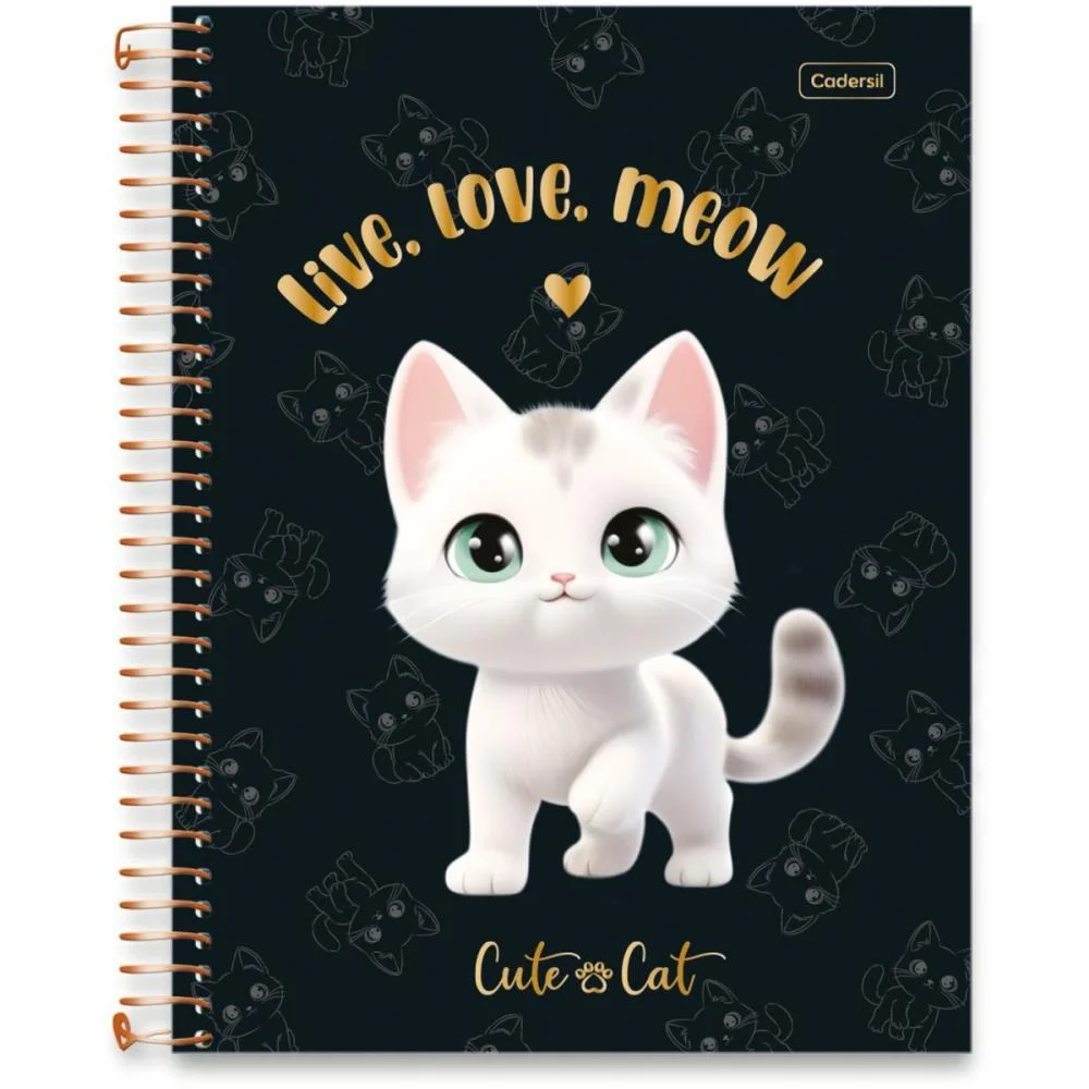 CADERNO 10X1 CAPA DURA CUTE CAT 160FLS CADERSIL (PCT.C/04) - imagem 12
