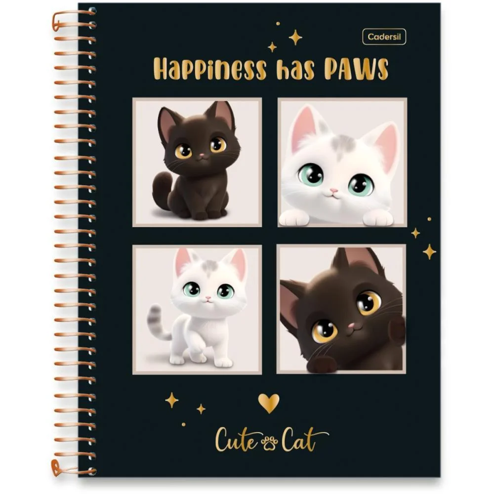 CADERNO 10X1 CAPA DURA CUTE CAT 160FLS CADERSIL (PCT.C/04) - imagem 5