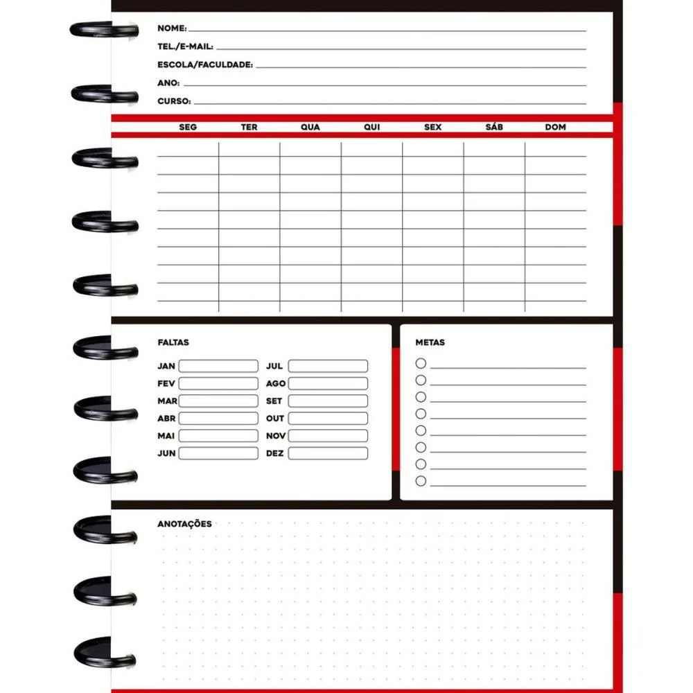 CADERNO 10X1 CAPA DURA FLAMENGO MOD.2- DISCO 160FLS KIT (UNIDADE) - imagem 4