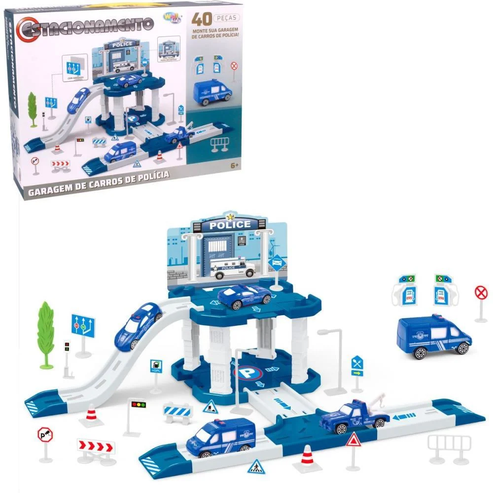 PISTA ESTAC. CARROS POLICIA 40 PECAS WELLMIX (UNIDADE) - imagem 3