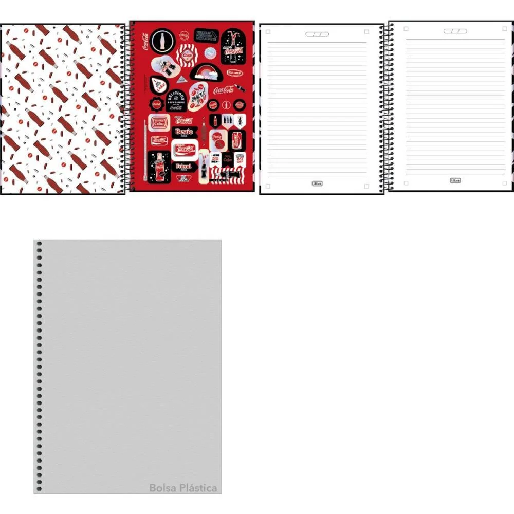 CADERNO 10X1 CAPA DURA COCA COLA CONNECT 160FLS TILIBRA (PCT.C/04) - imagem 4