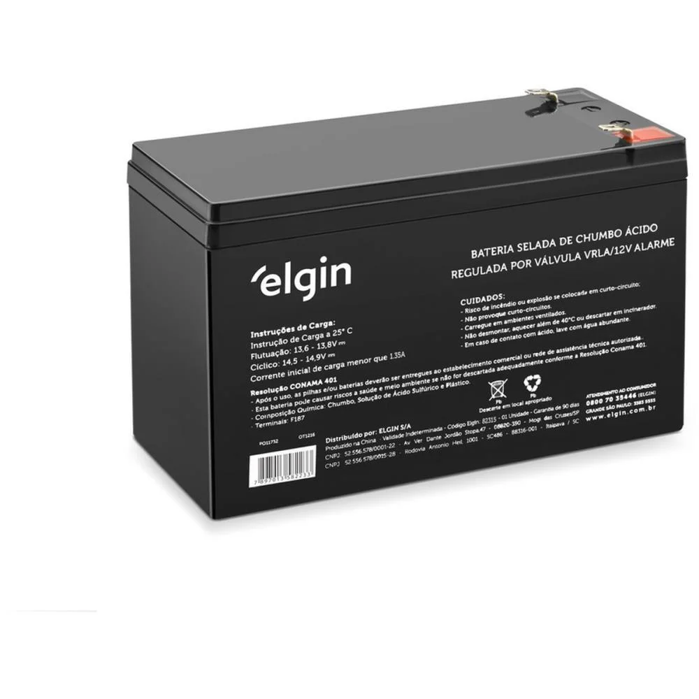 BATERIA SELADA 12V CHUMBO VRLA ALAR.TERM.F1 ELGIN (UNIDADE) - imagem 2