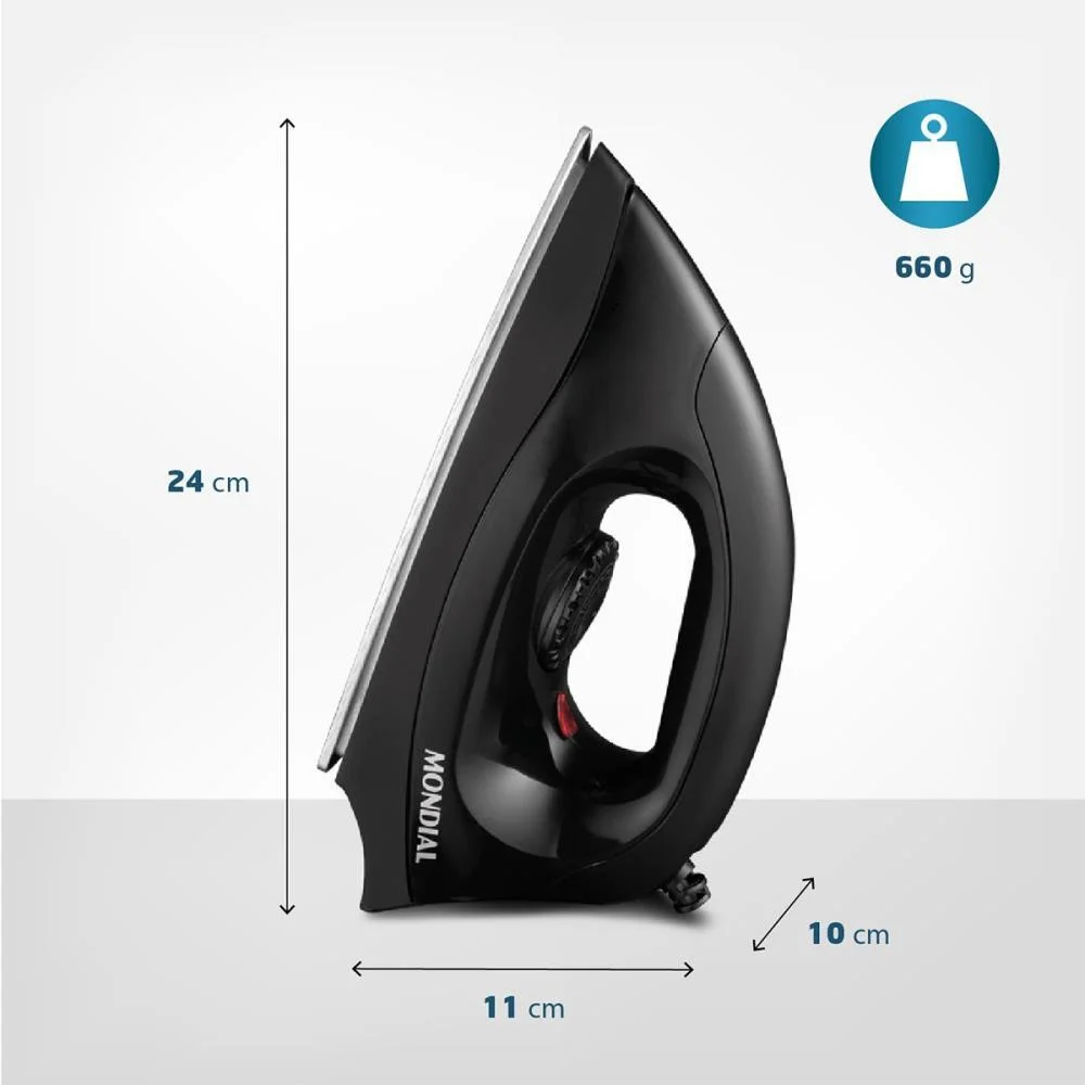 FERRO DE PASSAR A SECO 220V PRETO MONDIAL (UNIDADE) - imagem 6