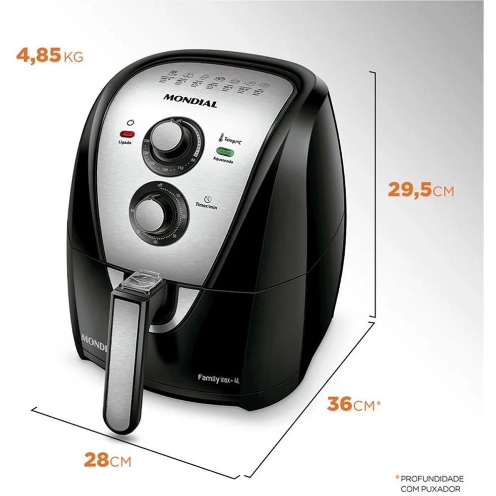 FRITADEIRA AIR FRYER 4L - 1500W 220V MONDIAL (UNIDADE) - imagem 8