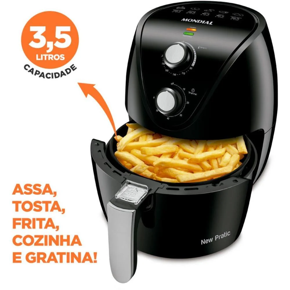 FRITADEIRA AIR FRYER 3,5L- 1500W 220V MONDIAL (UNIDADE) - imagem 4