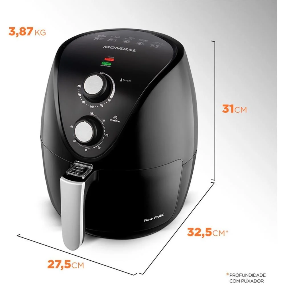 FRITADEIRA AIR FRYER 3,5L- 1500W 220V MONDIAL (UNIDADE) - imagem 8