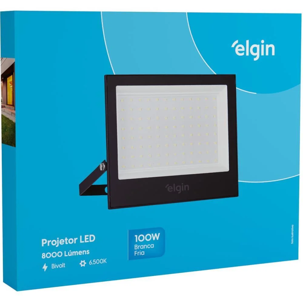 REFLETOR DE LED PROJETOR LED 100W 6500K PRETO ELGIN (UNIDADE) - imagem 4