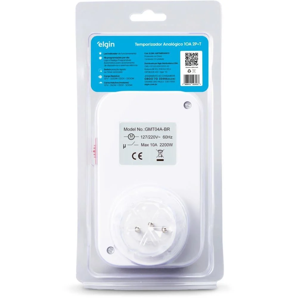 TIMER TEMPORIZADOR ANALOGICO 10A 2P+T ELGIN (UNIDADE) - imagem 5