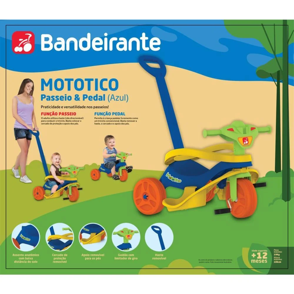 TRICICLO MOTOTICO PASSEIO/PEDAL AZUL BANDEIRANTE (UNIDADE) - imagem 11