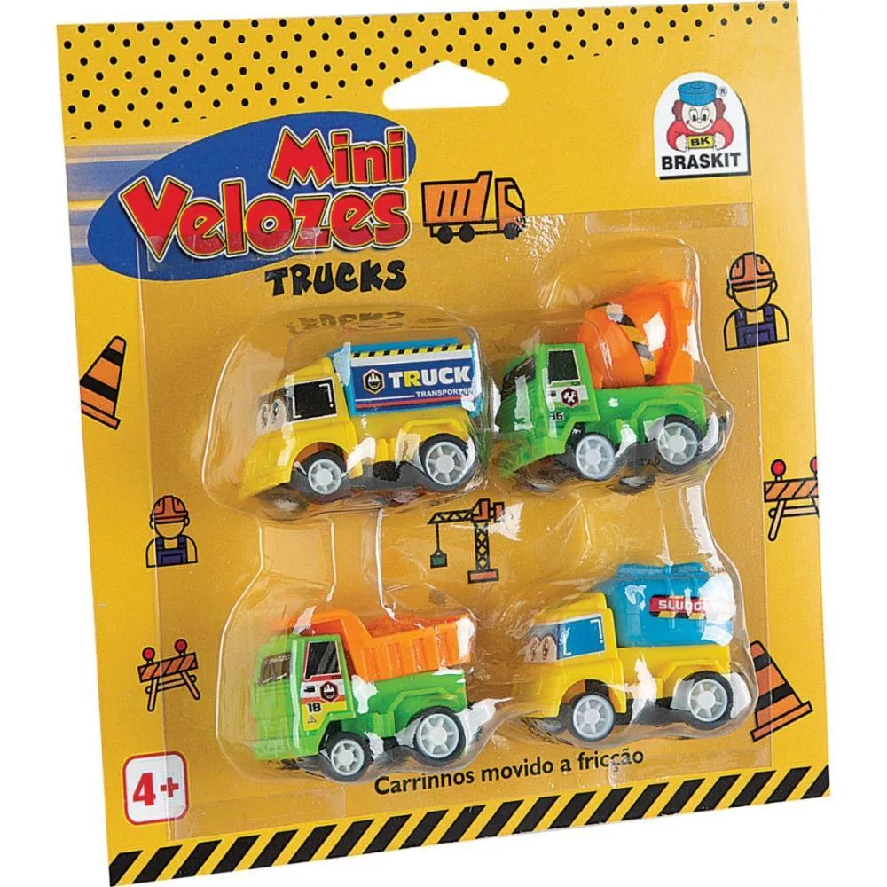 CARRINHO A FRICCAO MINI VELOZES TRUCKS (S) BRASKIT (BL.C/04) - imagem 4
