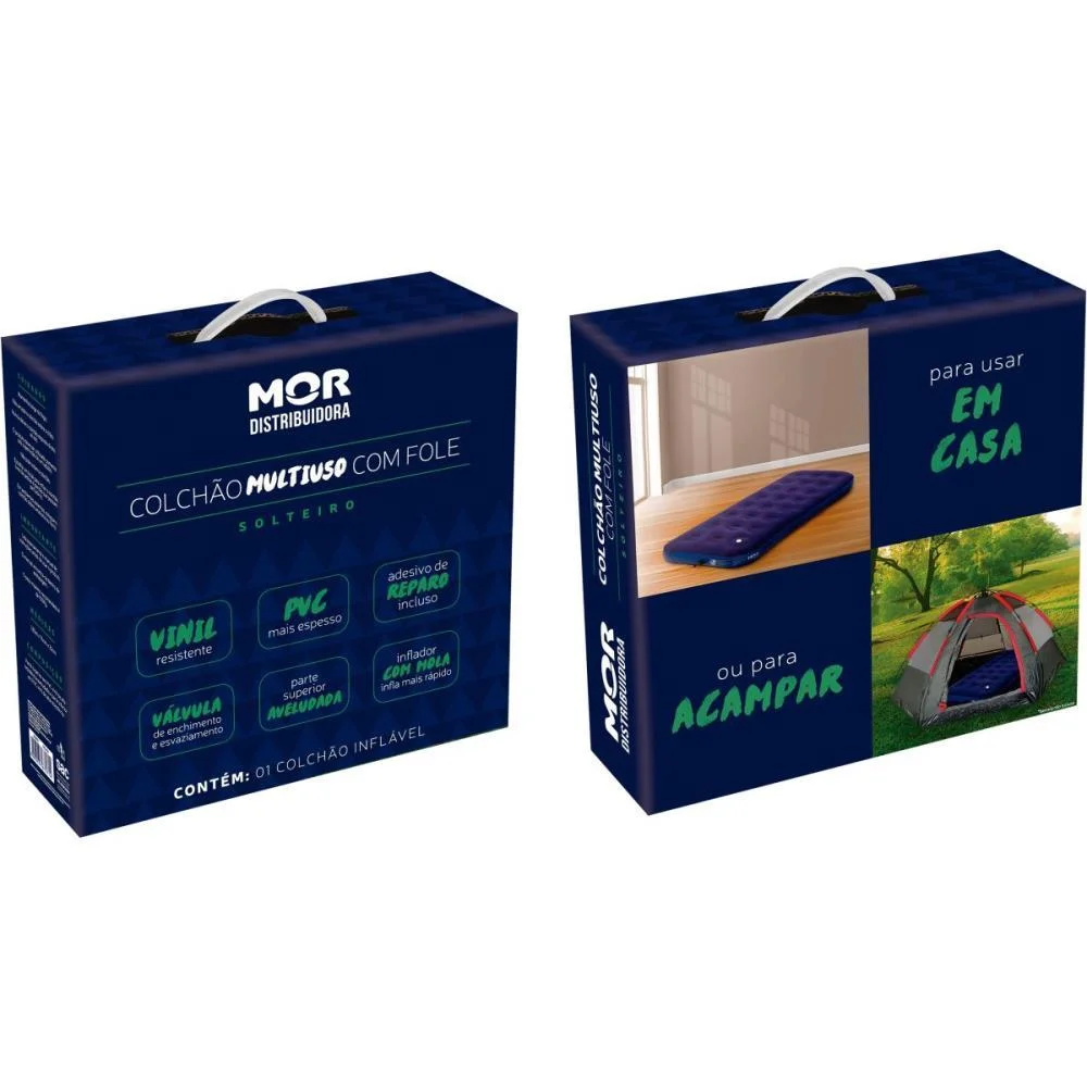 COLCHAO INFLAVEL SOLTEIRO C/FOLE 1,85M MOR (UNIDADE) - imagem 3