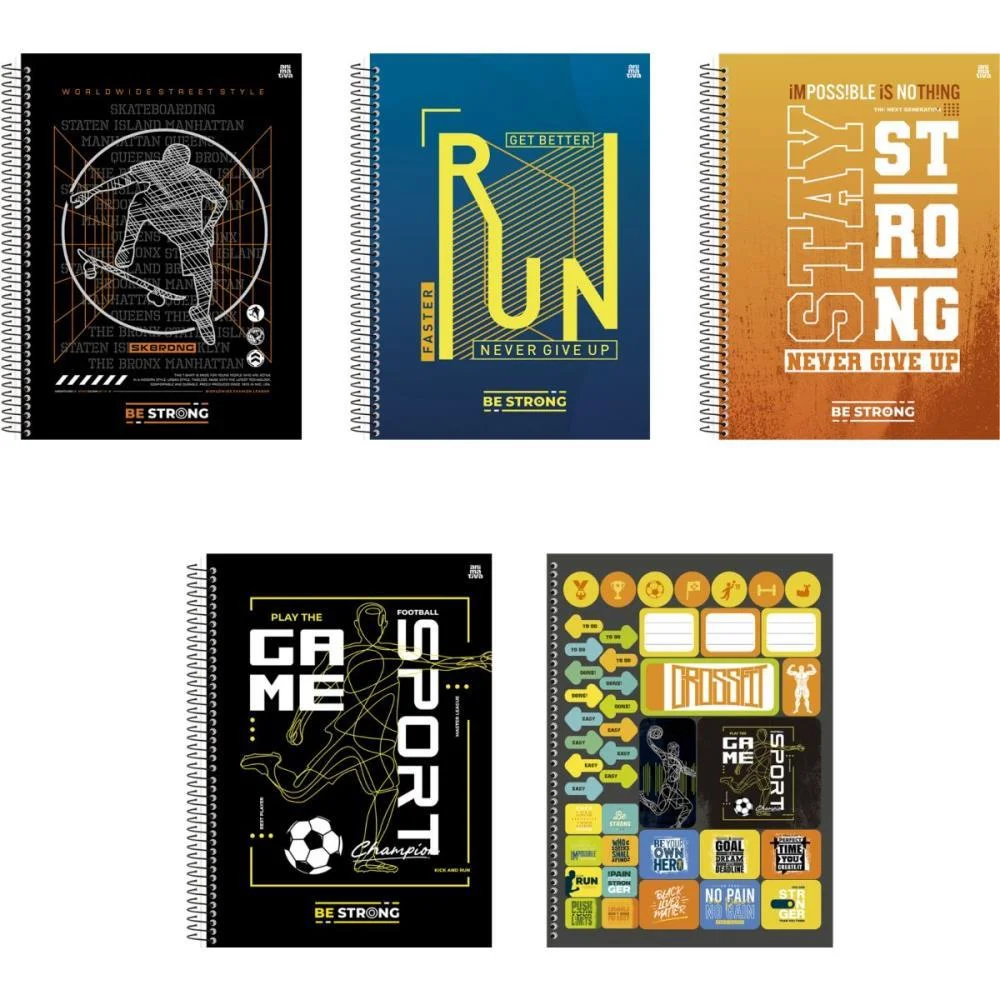 CADERNO 10X1 CAPA DURA BE STRONG 160F ANIMATIVA (PCT.C/04) - imagem 2