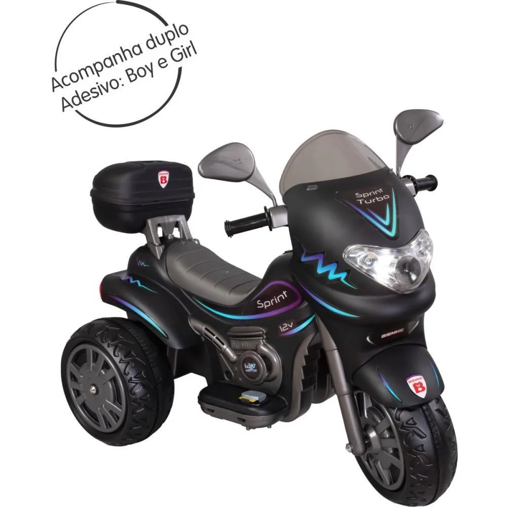 MOTO ELETRICA SPRINT TURBO PRETA 12V 35KG BIEMME (UNIDADE) - imagem 2