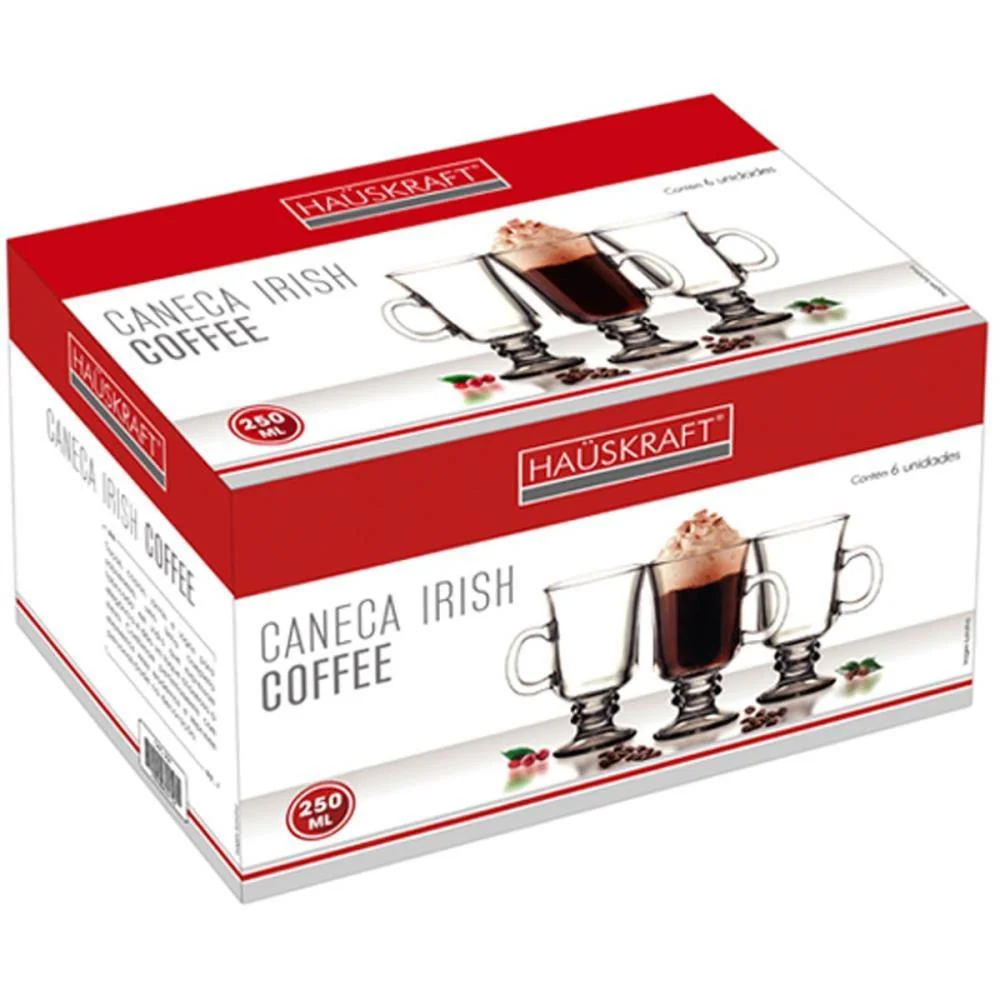 CANECA DE VIDRO COFFEE IRISH 250ML 6PCS WESTERN (JOGO) - imagem 5