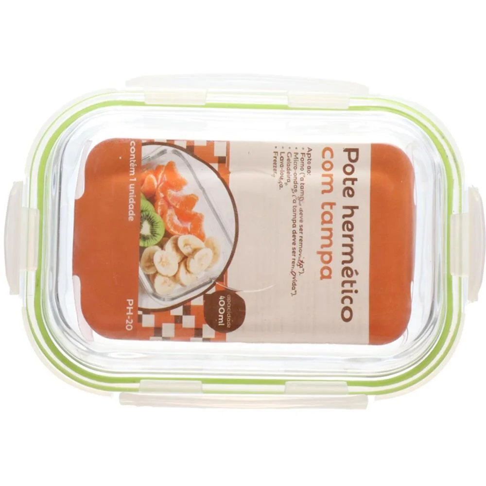 POTE DE VIDRO HERMETICO RETANGULAR 400ML. WESTERN (UNIDADE) - imagem 4