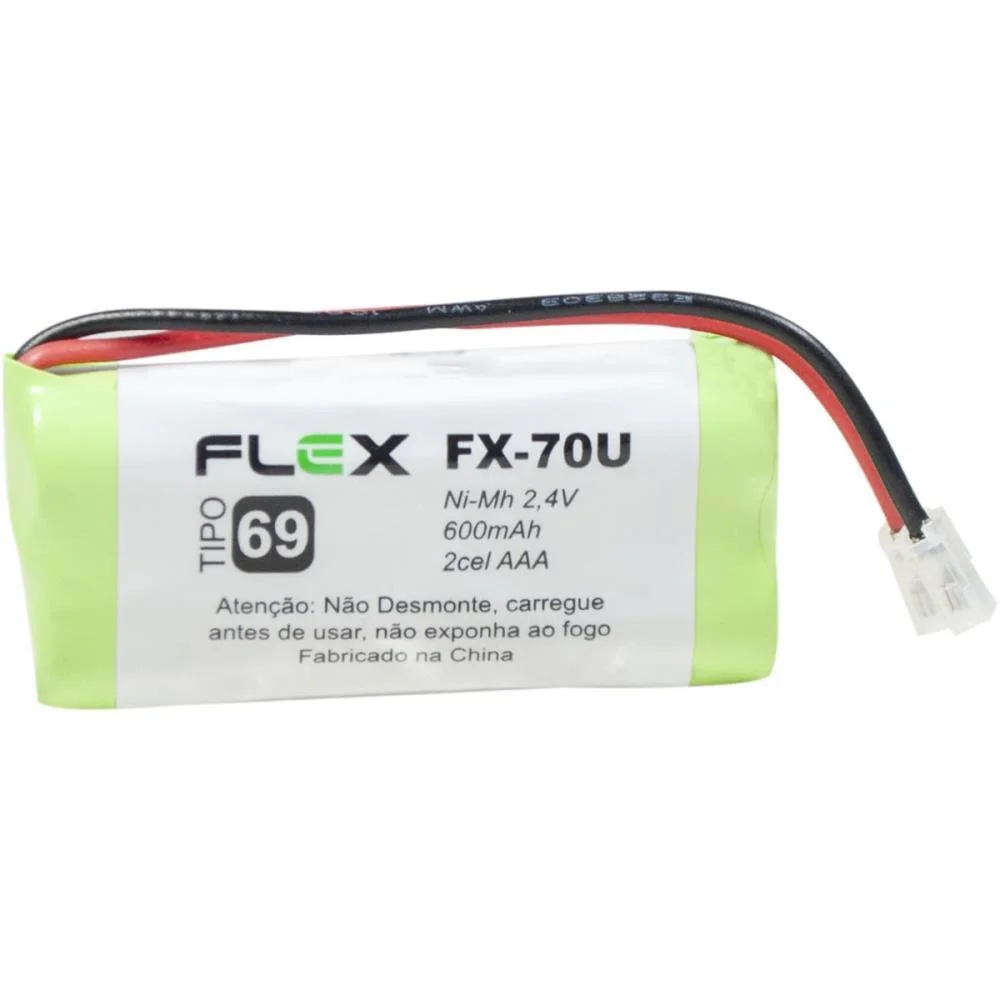 BATERIA TELEFONE S/ FIO 2.4V 600MAH PLUG UNIVER FLEX (UNIDADE) - imagem 2