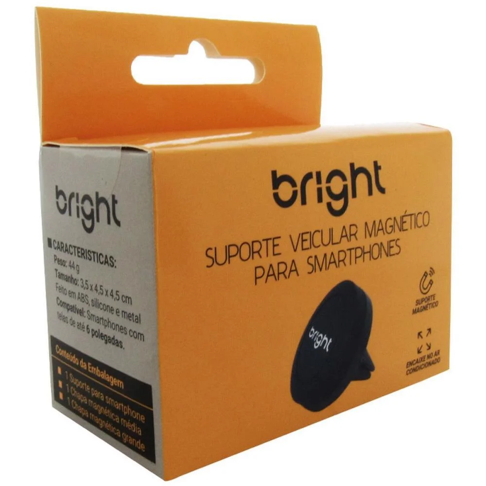SUPORTE PARA CELULAR VEICULAR MAGNETICO PRETO BRIGHT (UNIDADE) - imagem 4