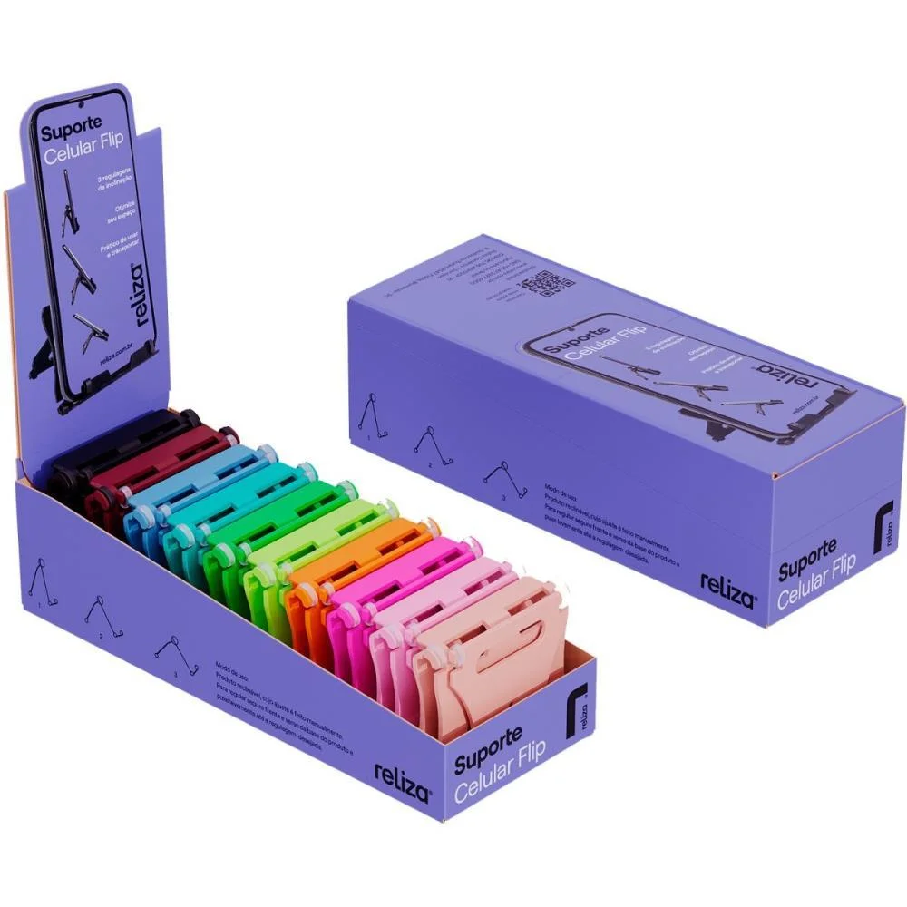SUPORTE PARA CELULAR FLIP CORES SORTIDAS RELIZA (KIT.C/20) - imagem 3