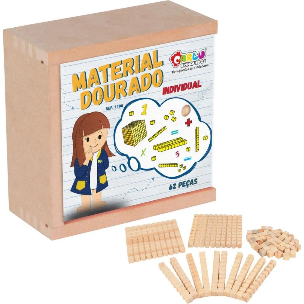 MATERIAL DOURADO CAIXA EM MADEIRA 62PECAS CARLU (UNIDADE) - imagem 2