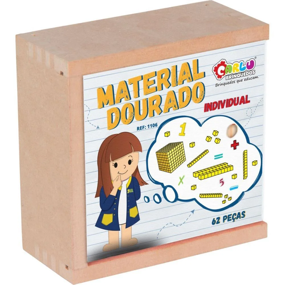 MATERIAL DOURADO CAIXA EM MADEIRA 62PECAS CARLU (UNIDADE) - imagem 6