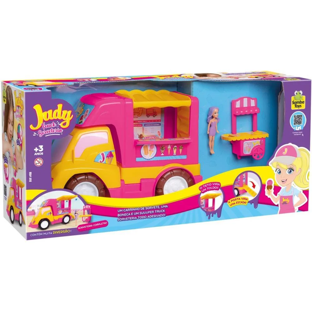 CENARIO TEMATICO (PLAYSET) SORVETERIA DA JUDY FOOD TRUCK SAMBA TOYS (UNIDADE) - imagem 5
