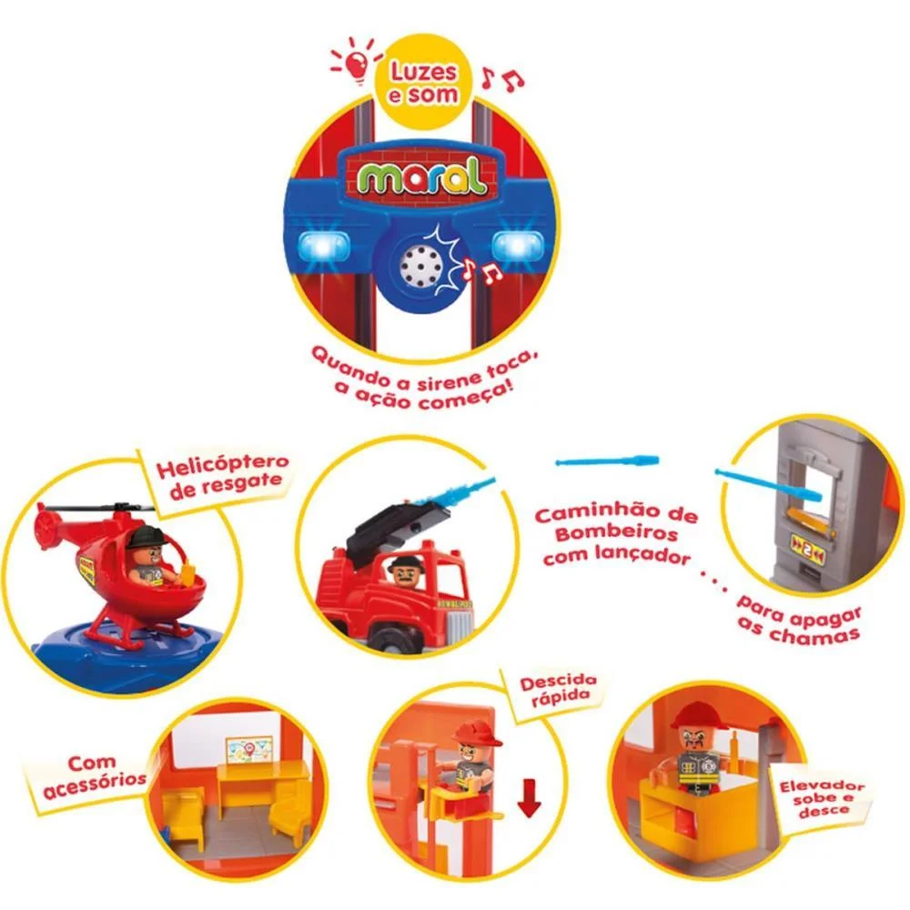 CENARIO TEMATICO (PLAYSET) FIRE STATION C/LUZ/SOM 23PCS MARAL (UNIDADE) - imagem 4