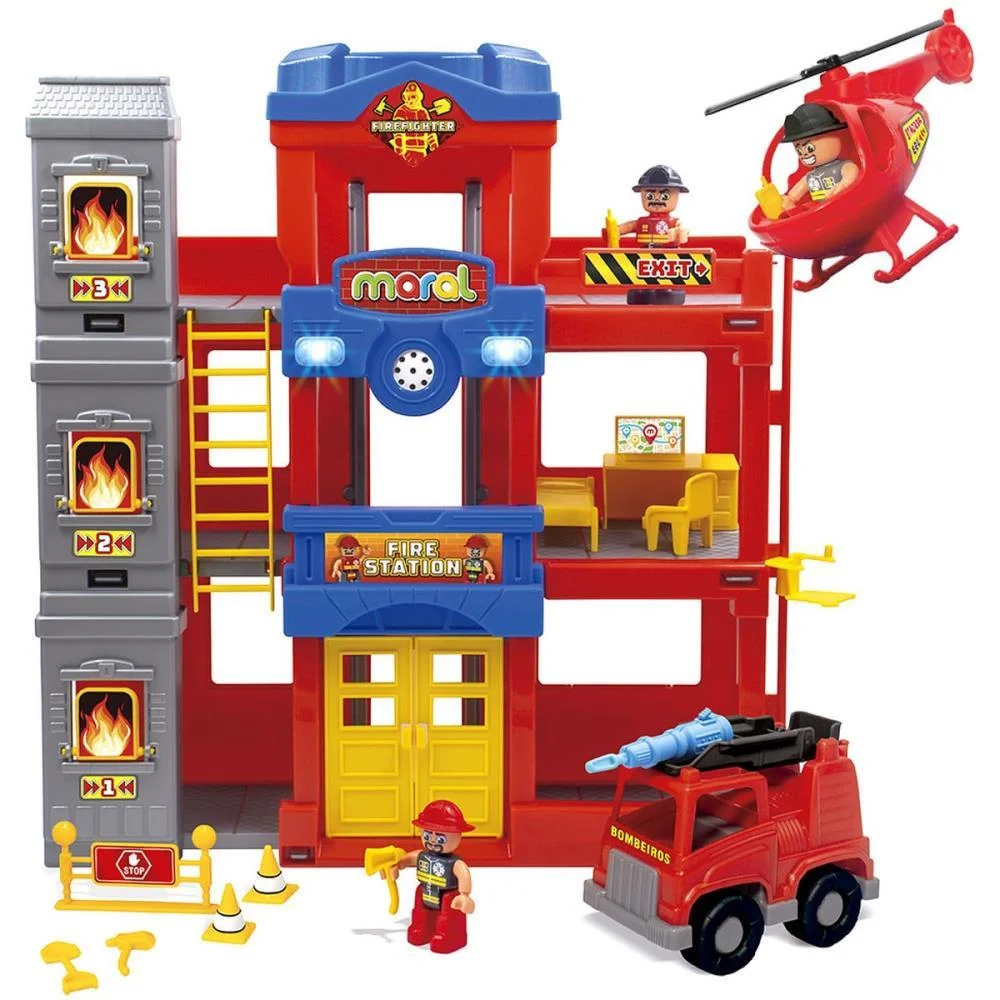 CENARIO TEMATICO (PLAYSET) FIRE STATION C/LUZ/SOM 23PCS MARAL (UNIDADE) - imagem 5