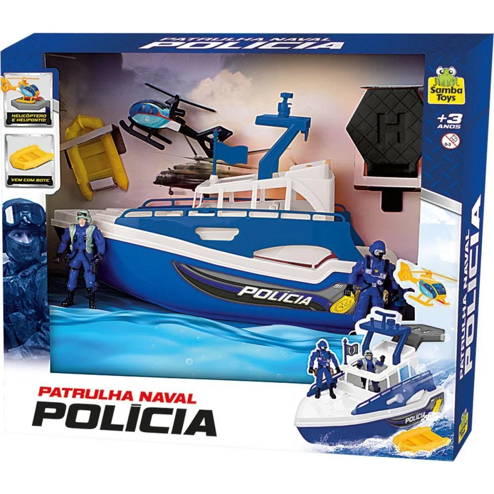 CENARIO TEMATICO (PLAYSET) PATRULHA NAVAL POLICIA 36CM SAMBA TOYS (UNIDADE) - imagem 3