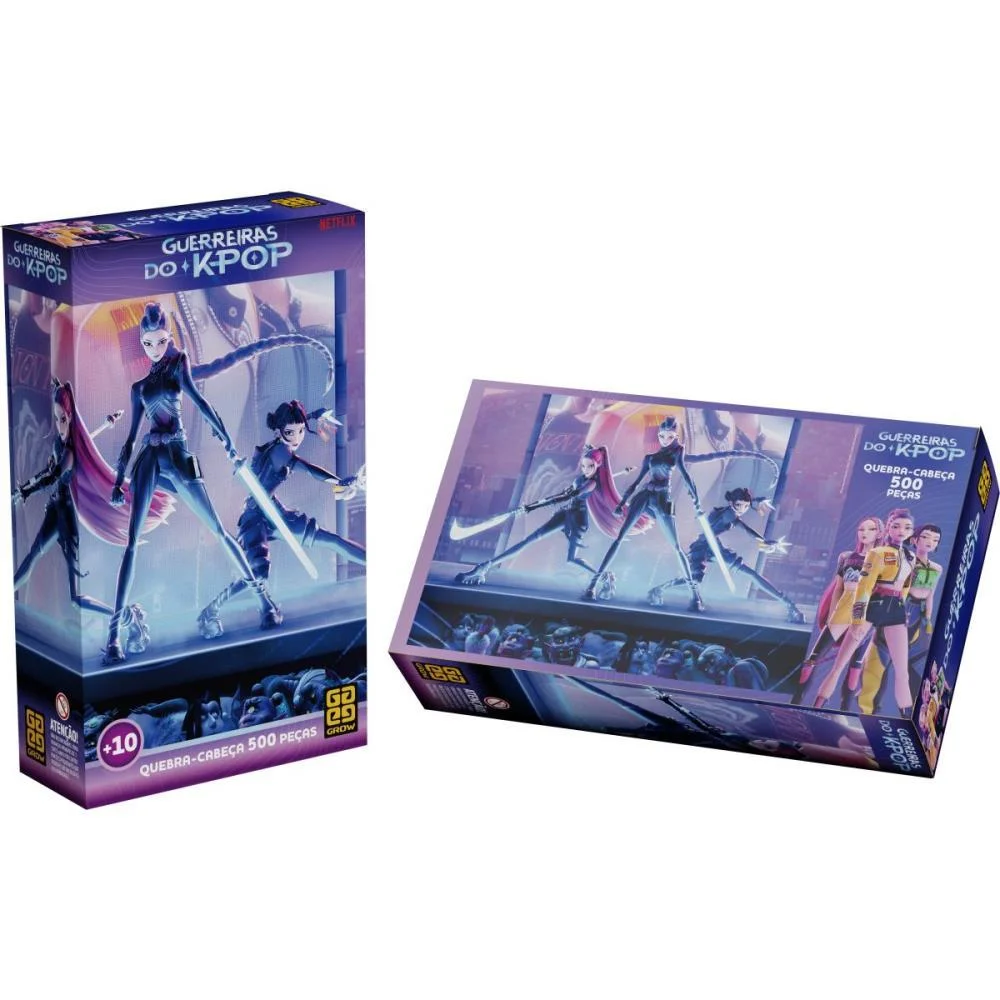 QUEBRA-CABECA CARTONADO GUERREIRAS DO K-POP 500 PECAS GROW (UNIDADE) - imagem 4