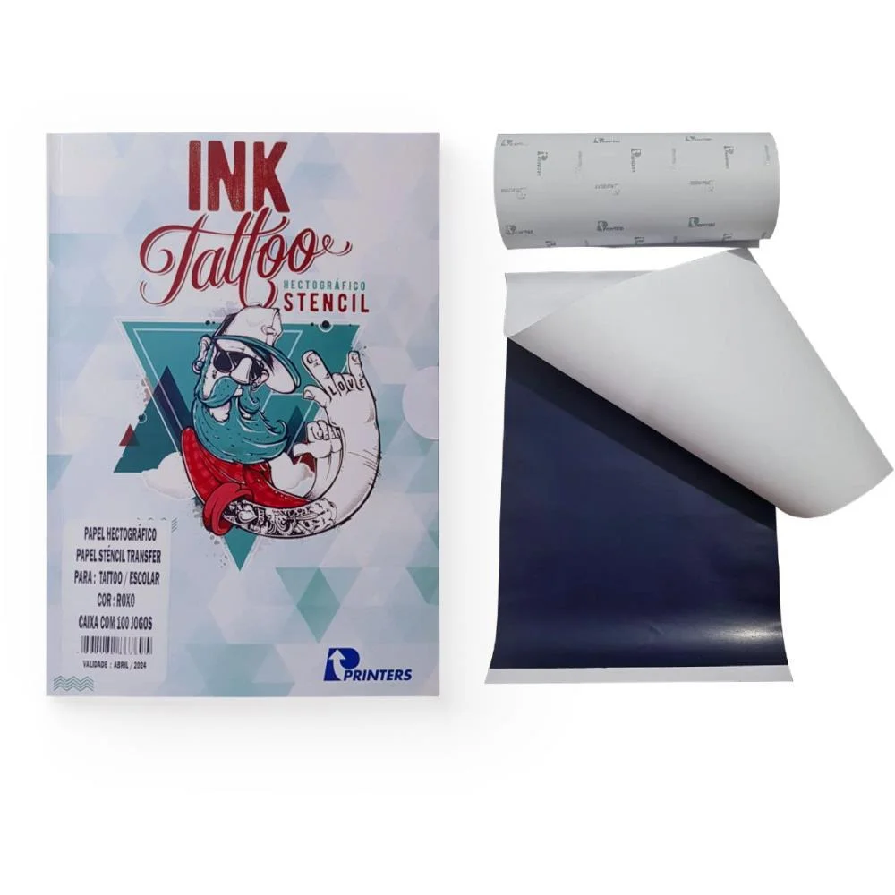 PAPEL HECTOGRAFICO ESTENCIL P/TATUAGEM ROXO PRINTERS (CX.C/100) - imagem 2