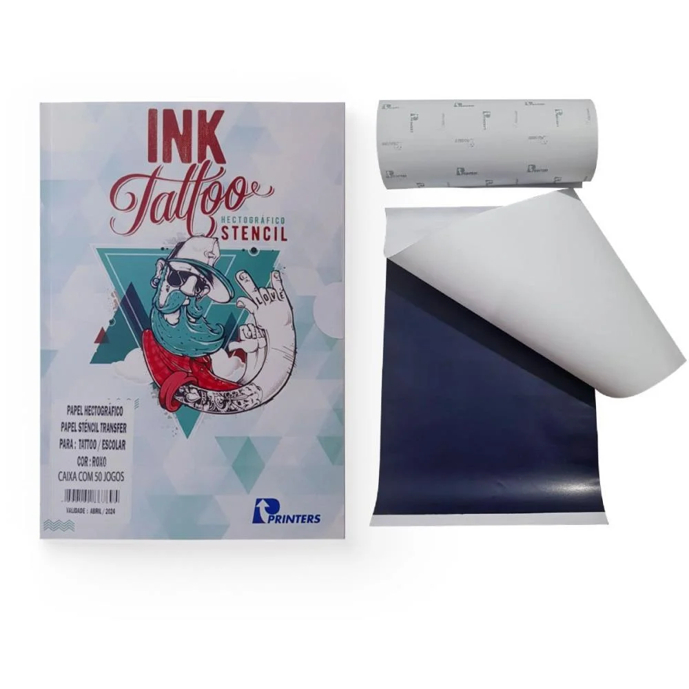 PAPEL HECTOGRAFICO ESTENCIL P/TATUAGEM ROXO PRINTERS (CX.C/50) - imagem 3