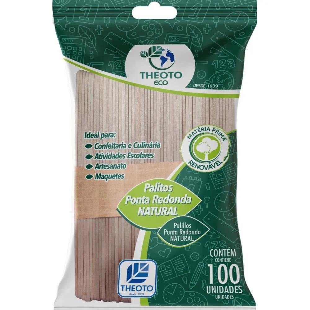 PALITO DE MADEIRA P/SORVETE PONTA REDONDA THEOTO (PCT.C/100) - imagem 3