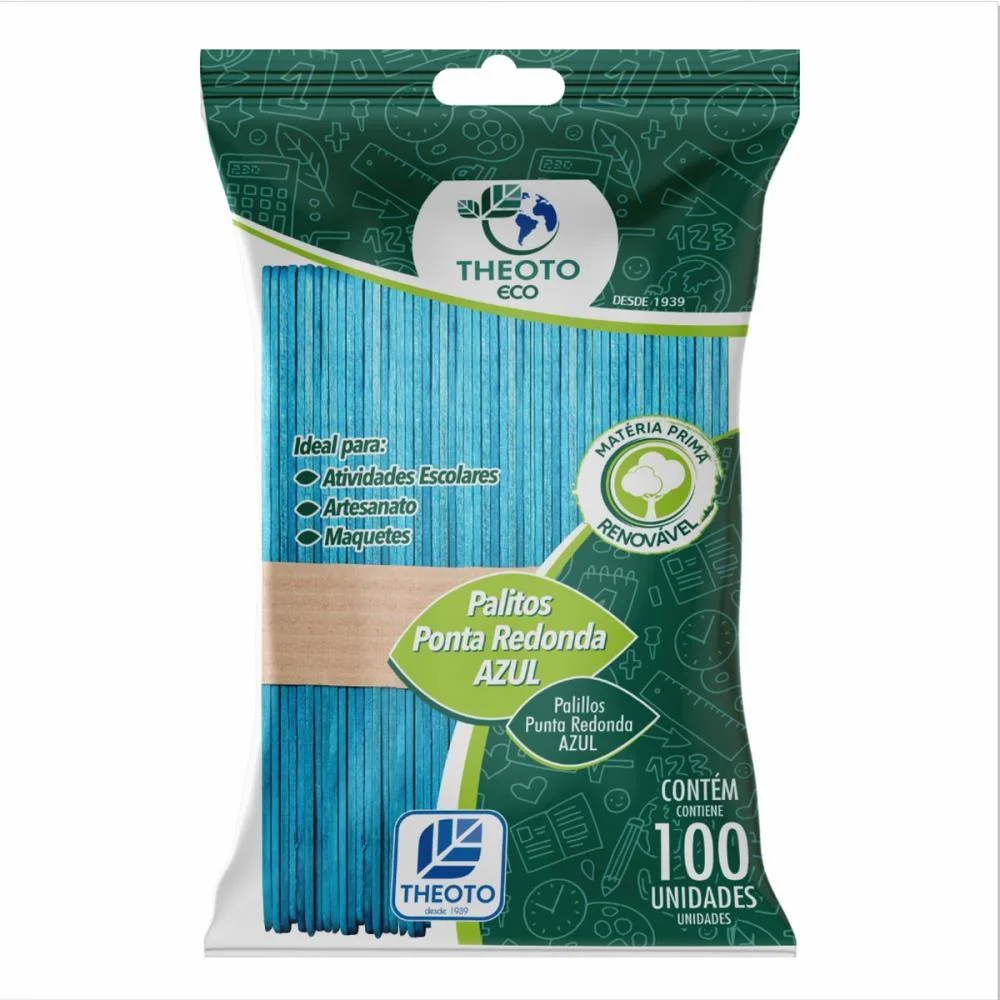 PALITO DE MADEIRA P/SORVETE PONTA REDONDA AZUL THEOTO (PCT.C/100) - imagem 2