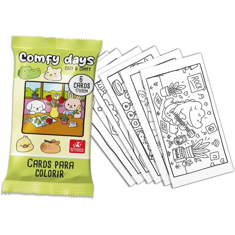 CARD DE COLORIR COMFY E COZY COM 6UN BRINC. DE CRIANCA (UNIDADE) - imagem 4