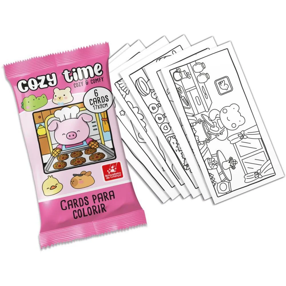 CARD DE COLORIR COMFY E COZY COM 6UN BRINC. DE CRIANCA (UNIDADE) - imagem 5