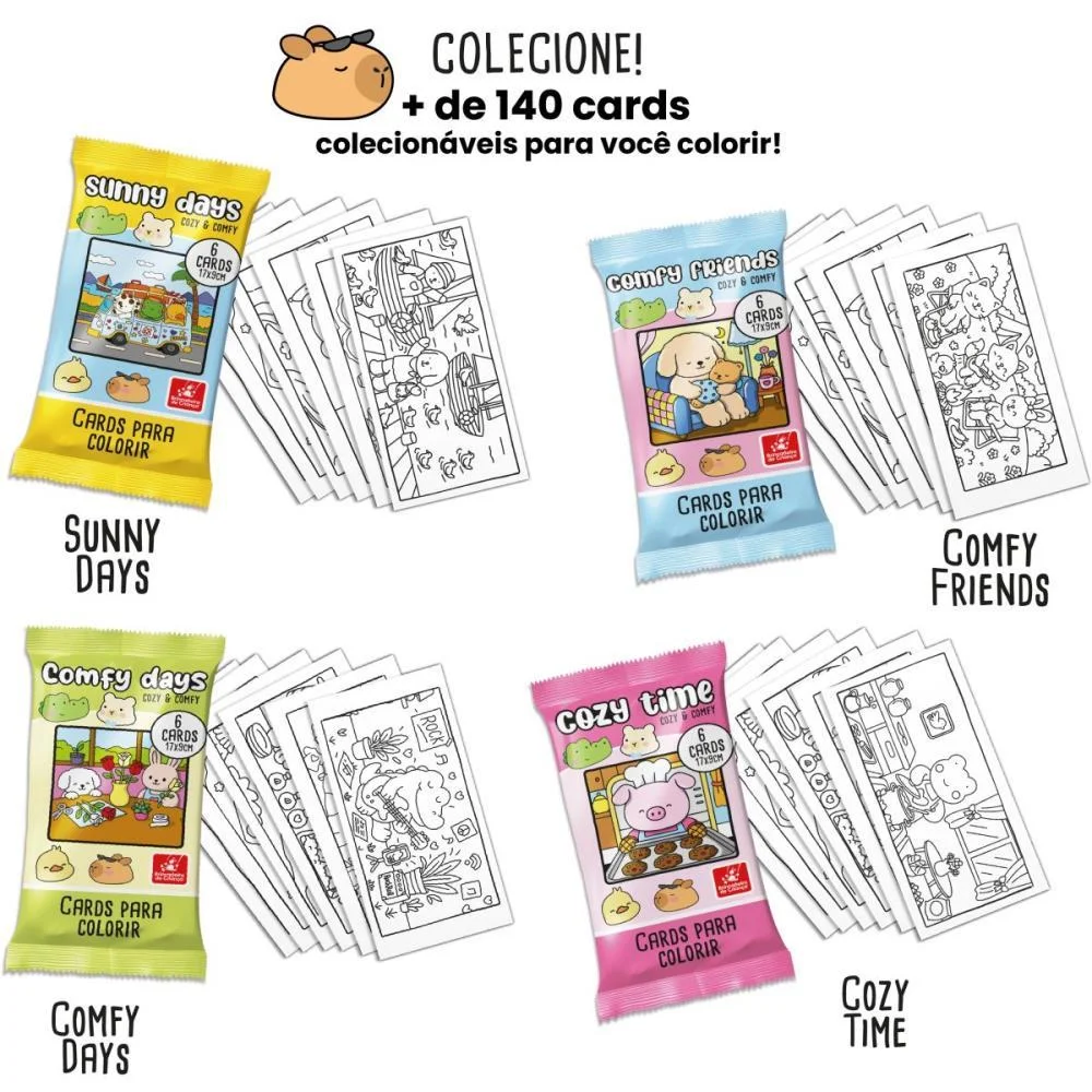 CARD DE COLORIR COMFY E COZY COM 6UN BRINC. DE CRIANCA (UNIDADE) - imagem 7