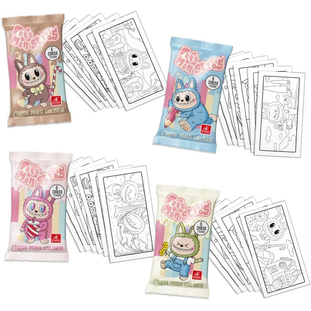 CARD DE COLORIR FOFO MONSTROS COM 6UN BRINC. DE CRIANCA (UNIDADE) - imagem 3